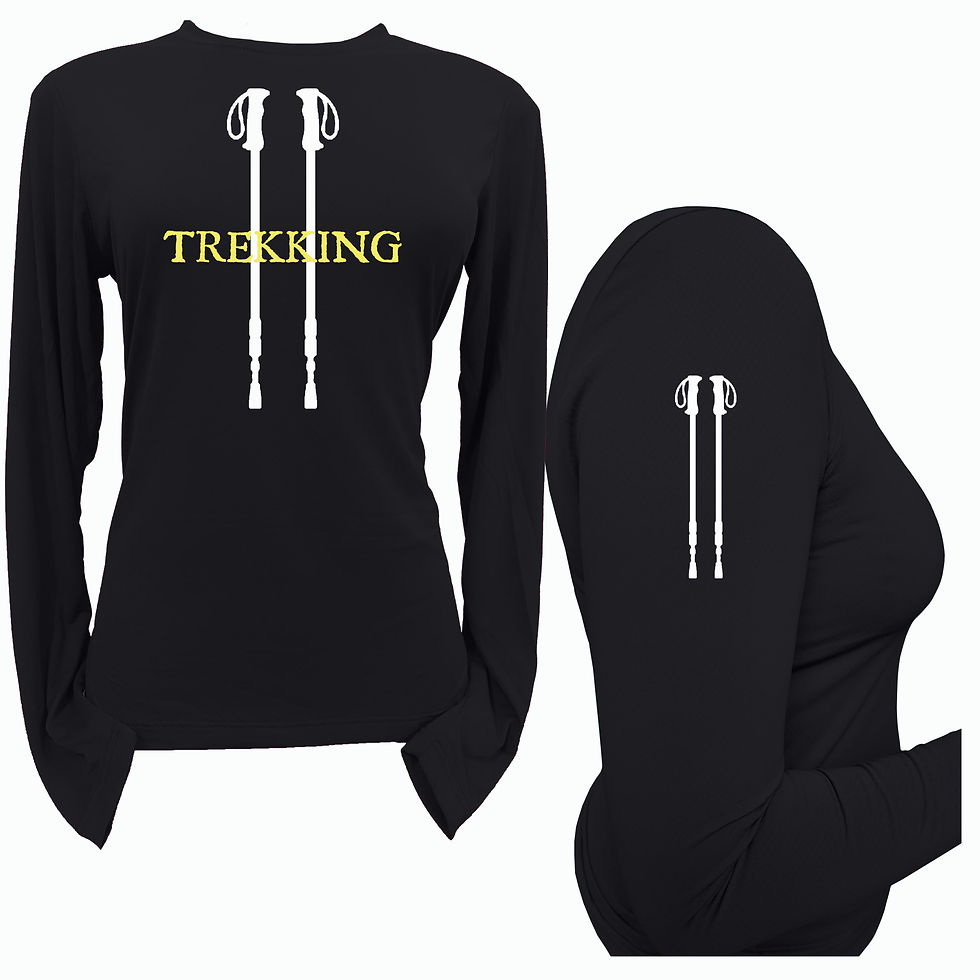 Thumbnail: Estampa Bastões de Trekking na baby look manga longa, representando seu estilo de vida nas trilhas e atividades outdoor.