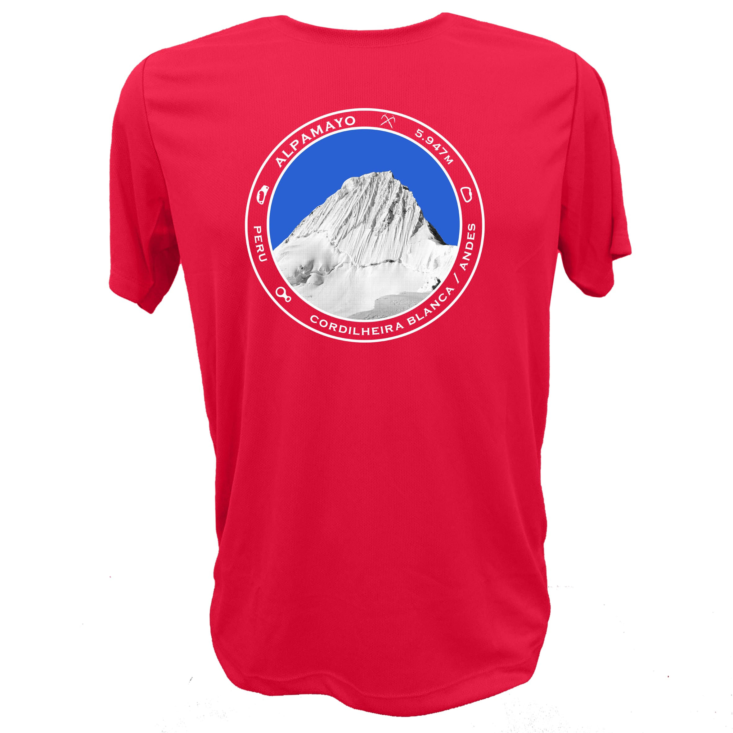 Camiseta Alpamayo, dry fit, leve, respirável e secagem rápida, ideal para trilhas, escaladas e uso outdoor.