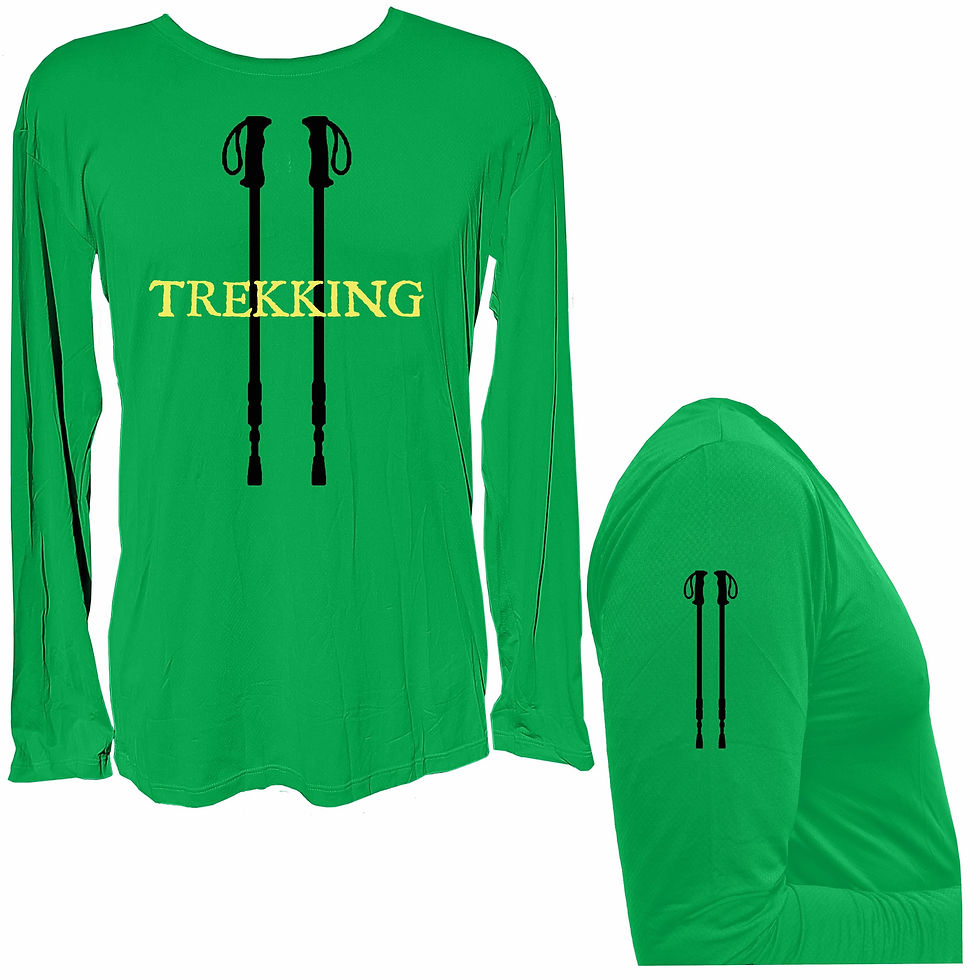 Camiseta Bastões de Trekking  manga longa em poliamida leve e respirável, ideal para trilhas e escaladas.
