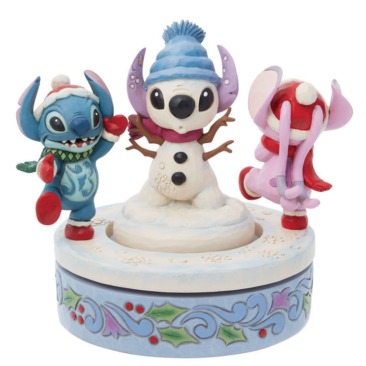 Jim Shore Stitch and Angel Building a Snowy Tradition Stone Resin Figurine