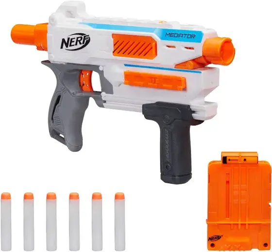 Nerf-N-Strike Modulus Mediator Pump-Action Blaster Includes 6 Foam Darts & Clip