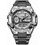 Miniatura: LIGE Ana-Digital Hombre Reloj militar 50m Resistente al agua LED Cuarzo - Plata