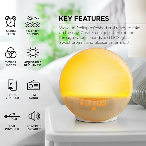 Merkury Innovations Renew Sunrise Simulation WakeUp Lamp and Clock
