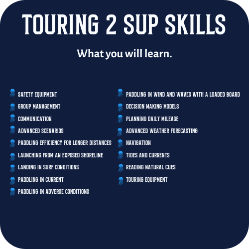 What you will learn in a Touring 2 SUP Skills Course