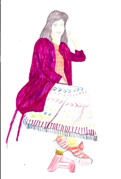 Painted Sketch Seated Model