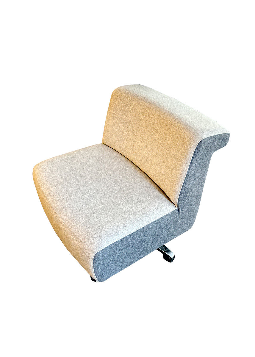 Thumbnail: Light/Dark Grey Fabric Swivel Club Chairs by Gunlocke