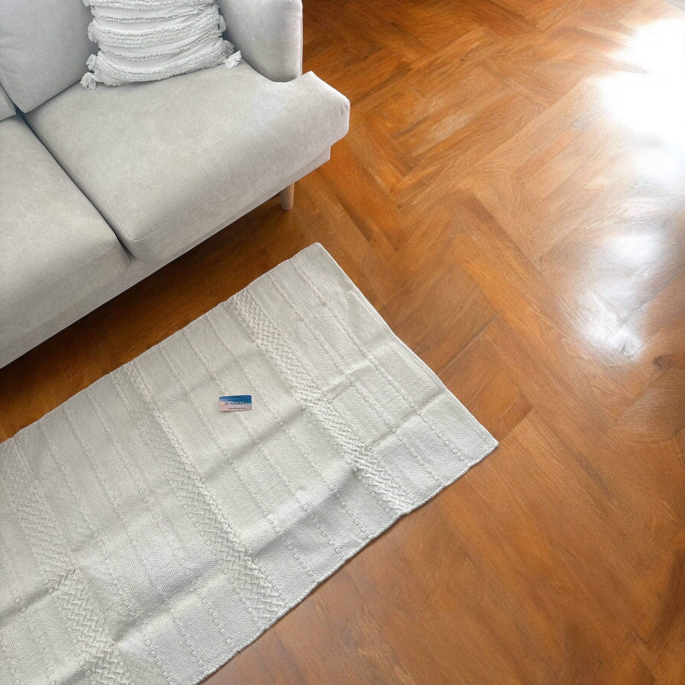 100% Indian Cotton White Rug | 100 x 152 cm