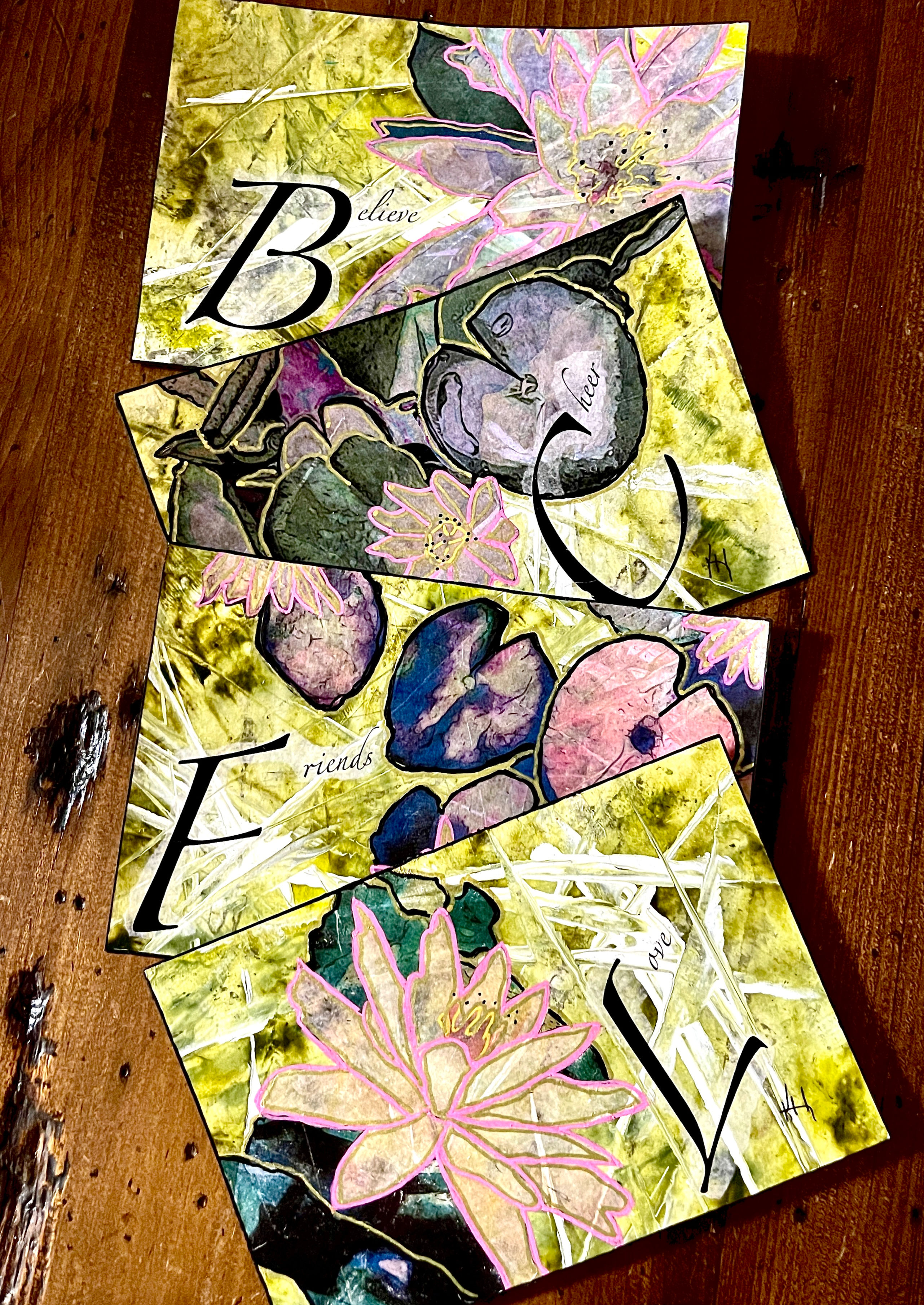 Water Lily Words Set of greeting cards (Little Works of Art)