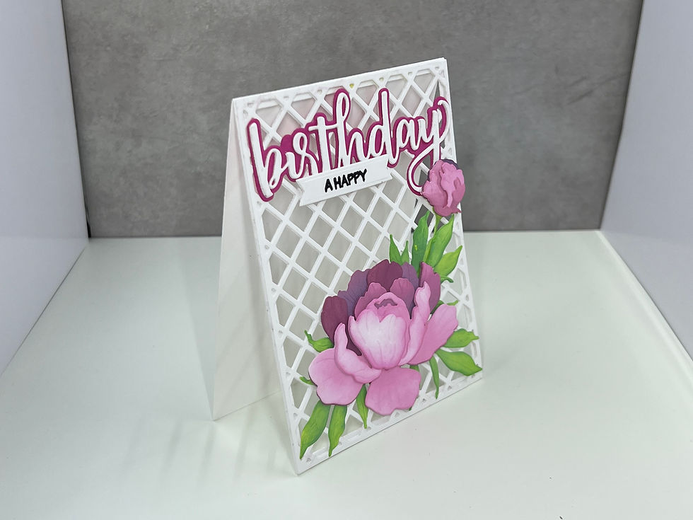Thumbnail: Peony Lattice Birthday Card