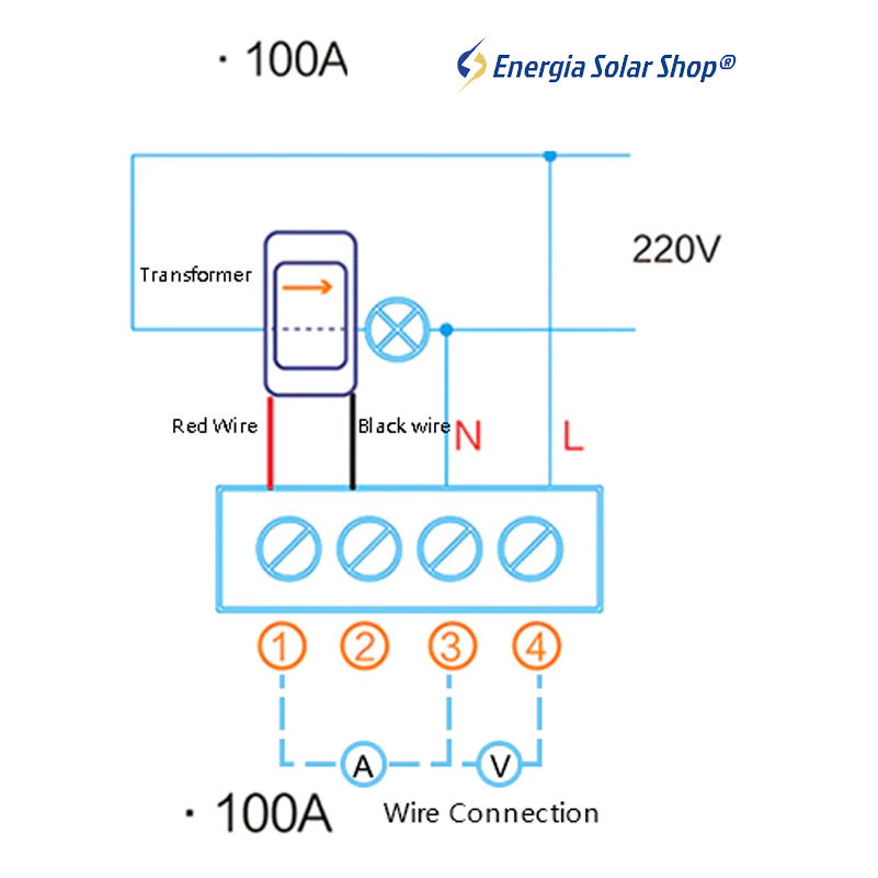 Miniatura: ​​​​​​​Curso Voltímetro Digital Medidor de Painel 100A AC 110V 220V Azul LCD