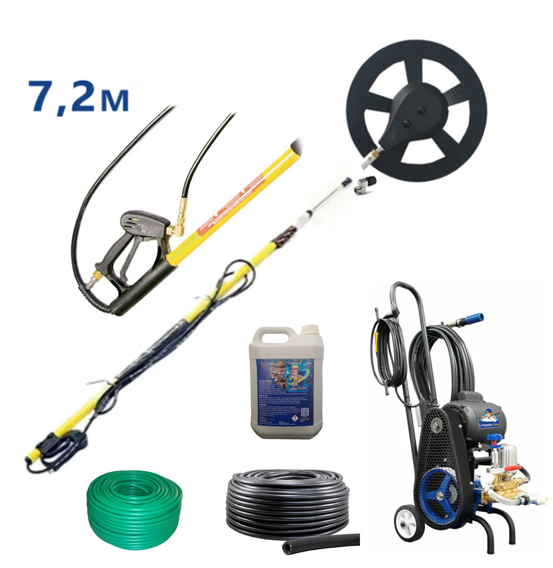 Kit Limpeza Solar Escova Giratória Limpeza de Placa Solar