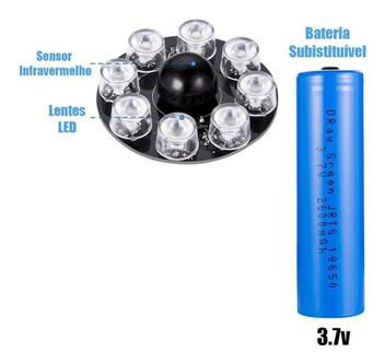Miniatura: Luminária Energia Solar Câmera Falsa Painel Solar e Sensor de Movimento