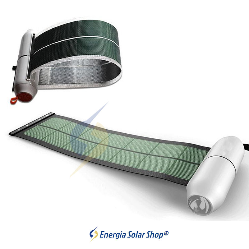 Thumbnail: Carregador e Lanterna Solar Completamente Flexível Rolável Orgânico 5W1A