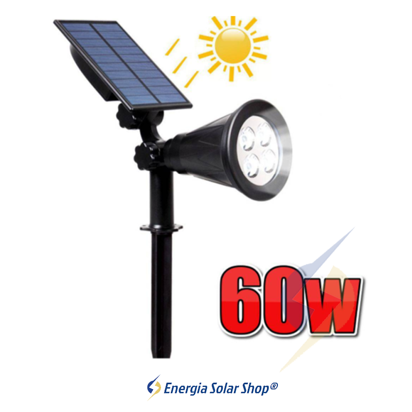 Miniatura: Luminária Spot Refletor Solar 60w Potente Led Jardim Parede Branco Frio