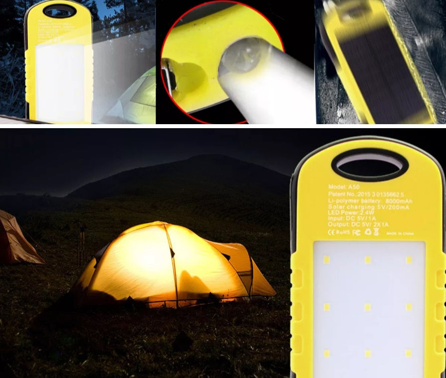 Miniatura: Carregador Solar Celular USB Portátil à prova d'água Power Bank