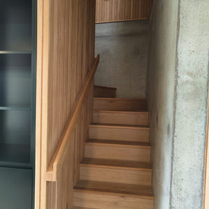 Japanese-inspired wooden staircase