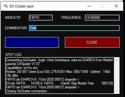Result is good. we can see : DX de F4FFD 14105.0 Varac, etc, etc...
