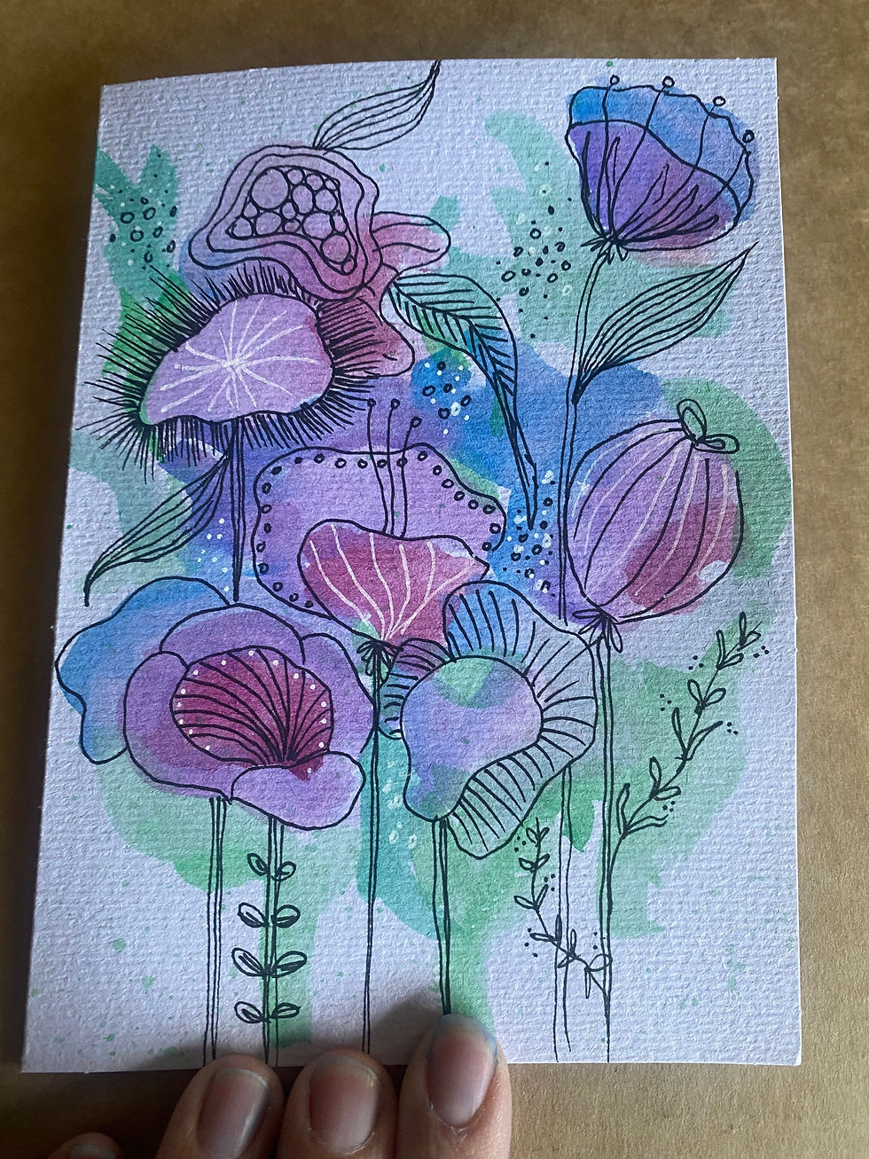 Thumbnail: Hand painted watercolour cards 