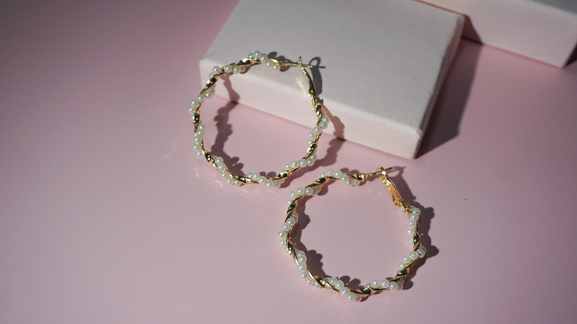 Gold Pearl Hoops