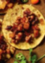 Crispy taco roasted potatoes with red sauce