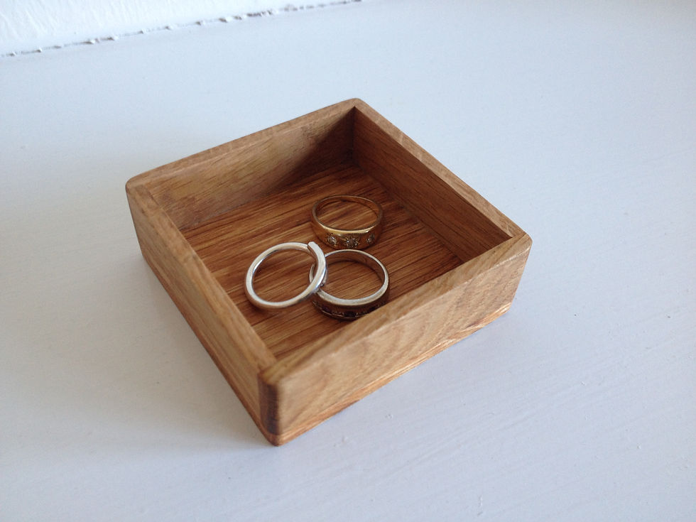 Thumbnail: Small shallow square Oak ring dish or tray