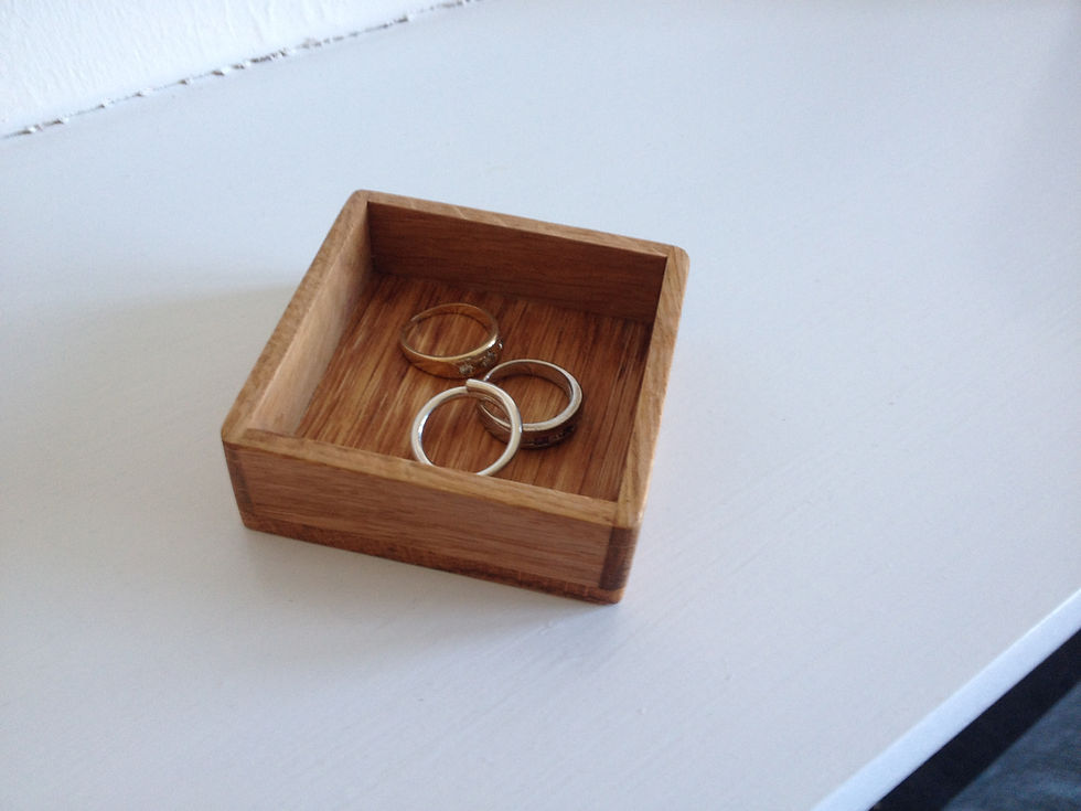 Thumbnail: Small shallow square Oak ring dish or tray