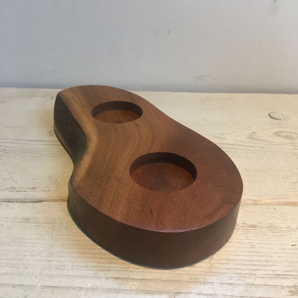Thumbnail: Scottish Elm stand for two Glencairn whisky glasses or water jug (508)