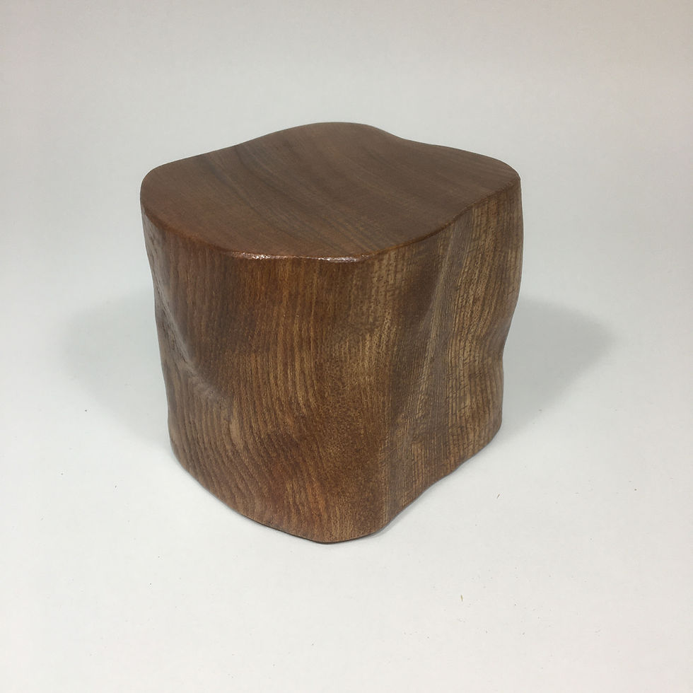 Thumbnail: Small hand sculptured wooden dark elm display plinth or stand (544)