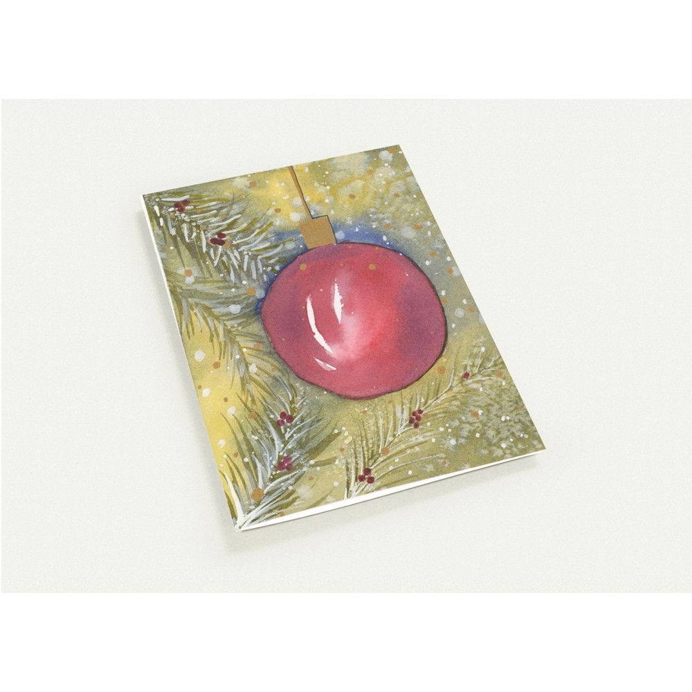 Christmas Ornament hand painted watercolor cards - Pack of 10 Greeting Cards