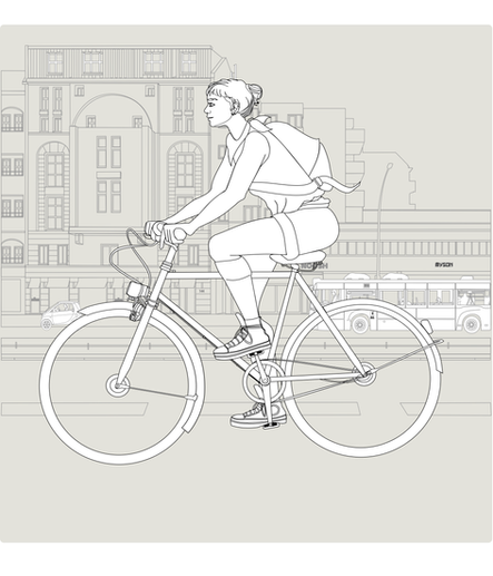 Girl riding a bike in the Kantstrasse, Berlin