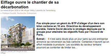 EIFFAGE expose son plan sur le bas de carbone dans le journal de l'environnement