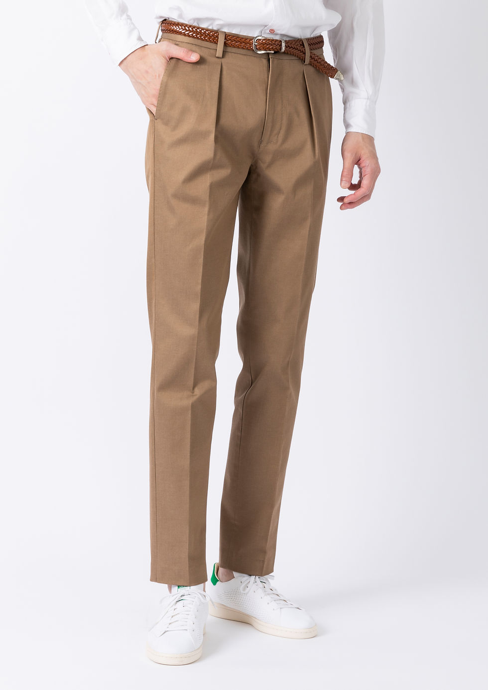 サムネイル： TCR2110201-86 Supima triple plied & yarn dyed stretch chino one pleated