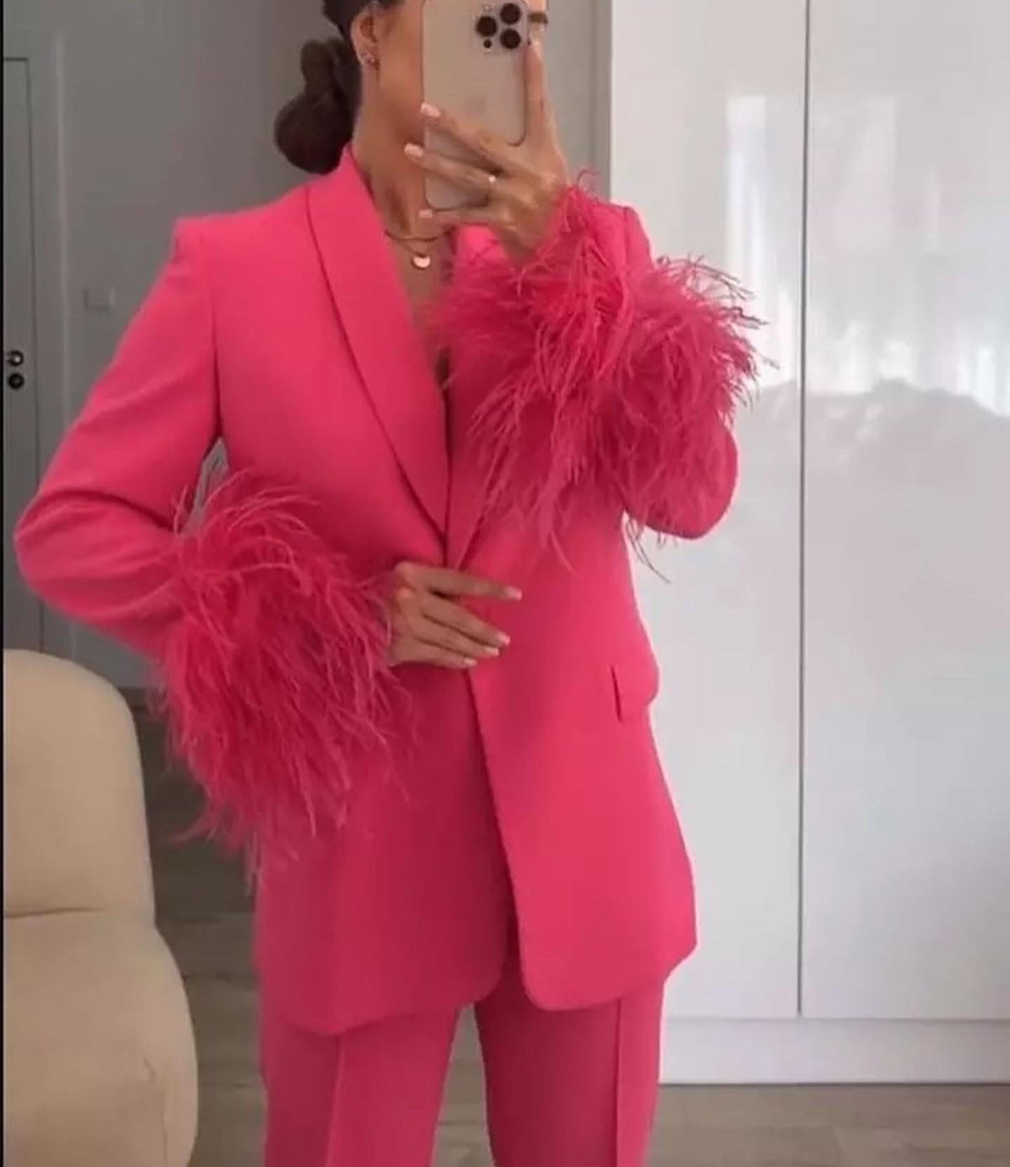 Stela fur blazer set 