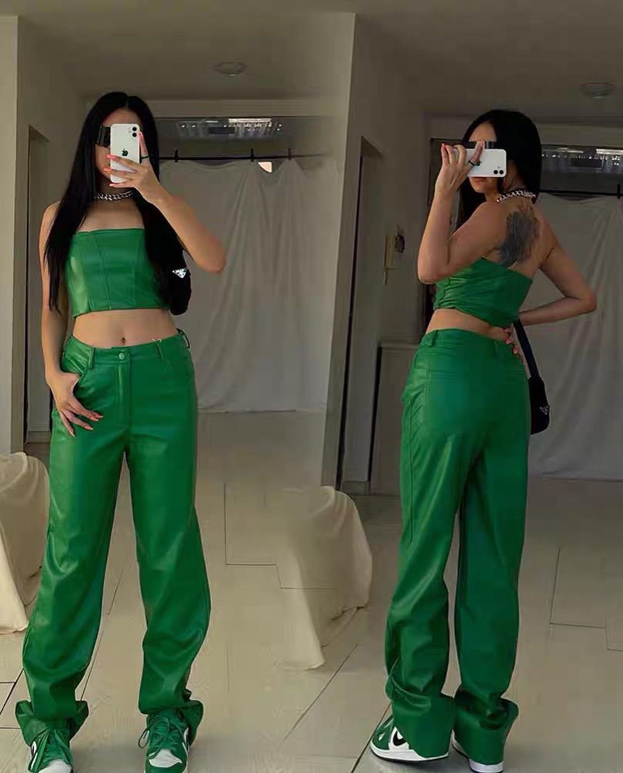 Leather two piece set 