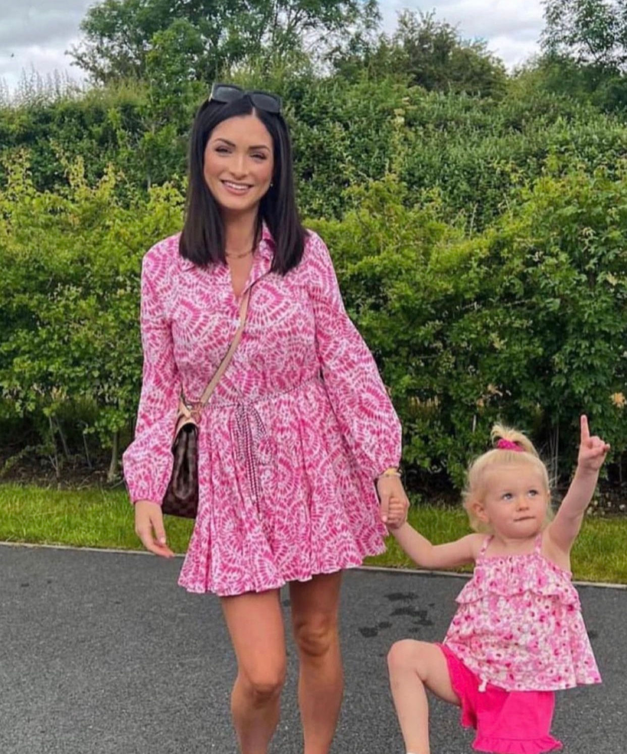 Pink floral print dress