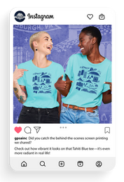 Instagram post: Two women in screen-printed t-shirts