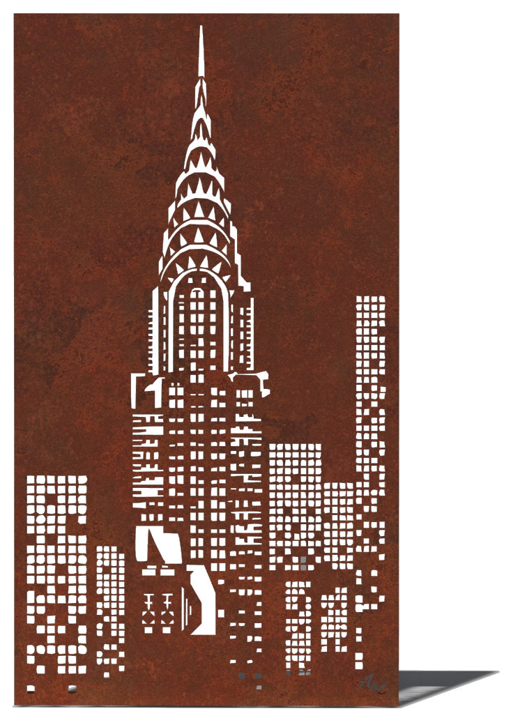 Miniature : panneau-corten-décoratif-pare-vue-occultant-jardin-aménagement-exterieur-piscine-spa-terrasse-empire-state-building-new-york