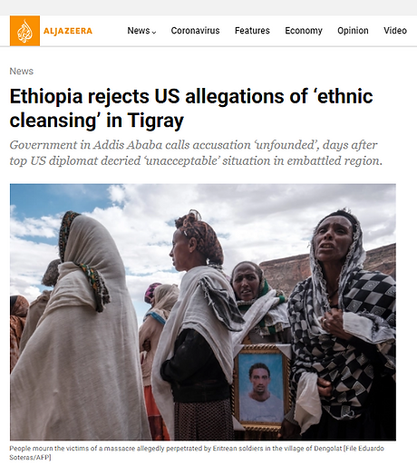Ethiopia rejects US allegations of ‘ethnic cleansing’ in Tigray