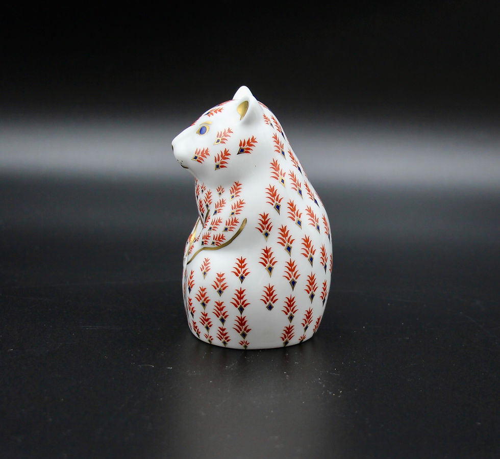 Thumbnail: Vintage ROYAL CROWN DERBY Hamster Paperweight or Figurine With Gold Stopper