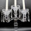 Thumbnail: Vintage Three Candle Crystal Candelabra with Crystal Prism Drops & Fluted Base
