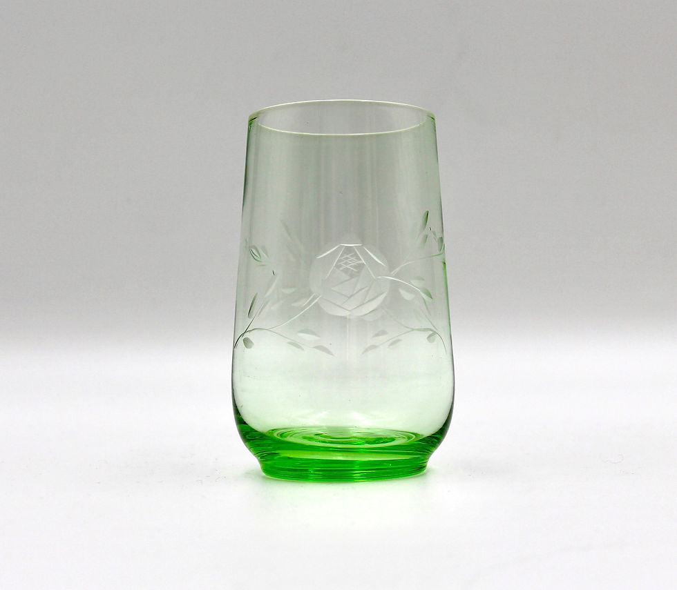 Thumbnail: Vintage Art Glass Green Drinks Set for 6