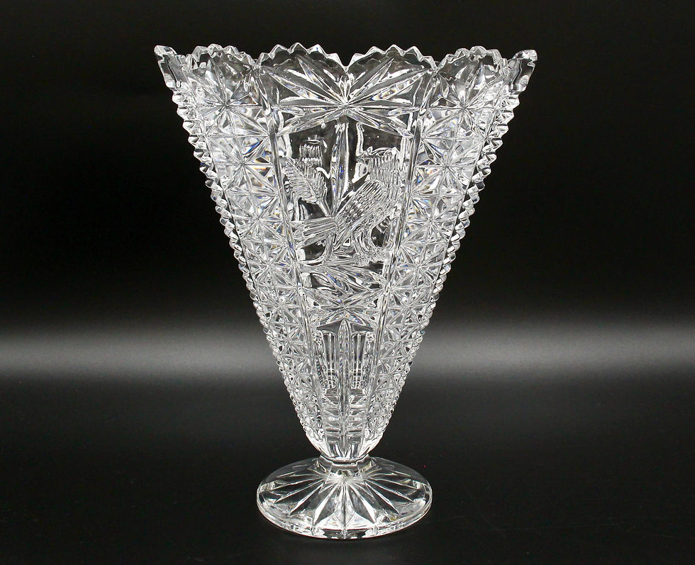 Thumbnail: West German Vintage Lead Crystal Fan Shaped Footed Vase