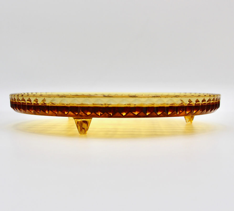 Thumbnail: Vintage Amber Glass Footed Cake Plate