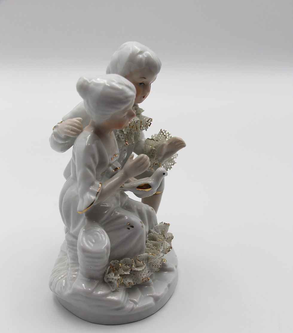 Thumbnail: Vintage Lace Porcelain Figurine of a Victorian Courting Couple