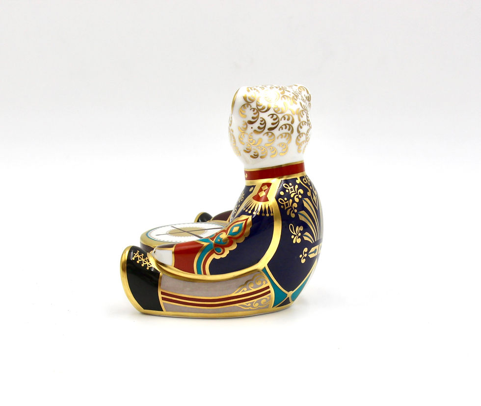 Thumbnail: Vintage ROYAL CROWN DERBY 'Drummer Bear' Paperweight with Gold Stopper