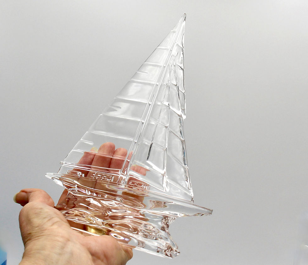 Thumbnail: WATERFORD CRYSTAL Tall Sailing Boat Figurine/Sculpture - 23cm
