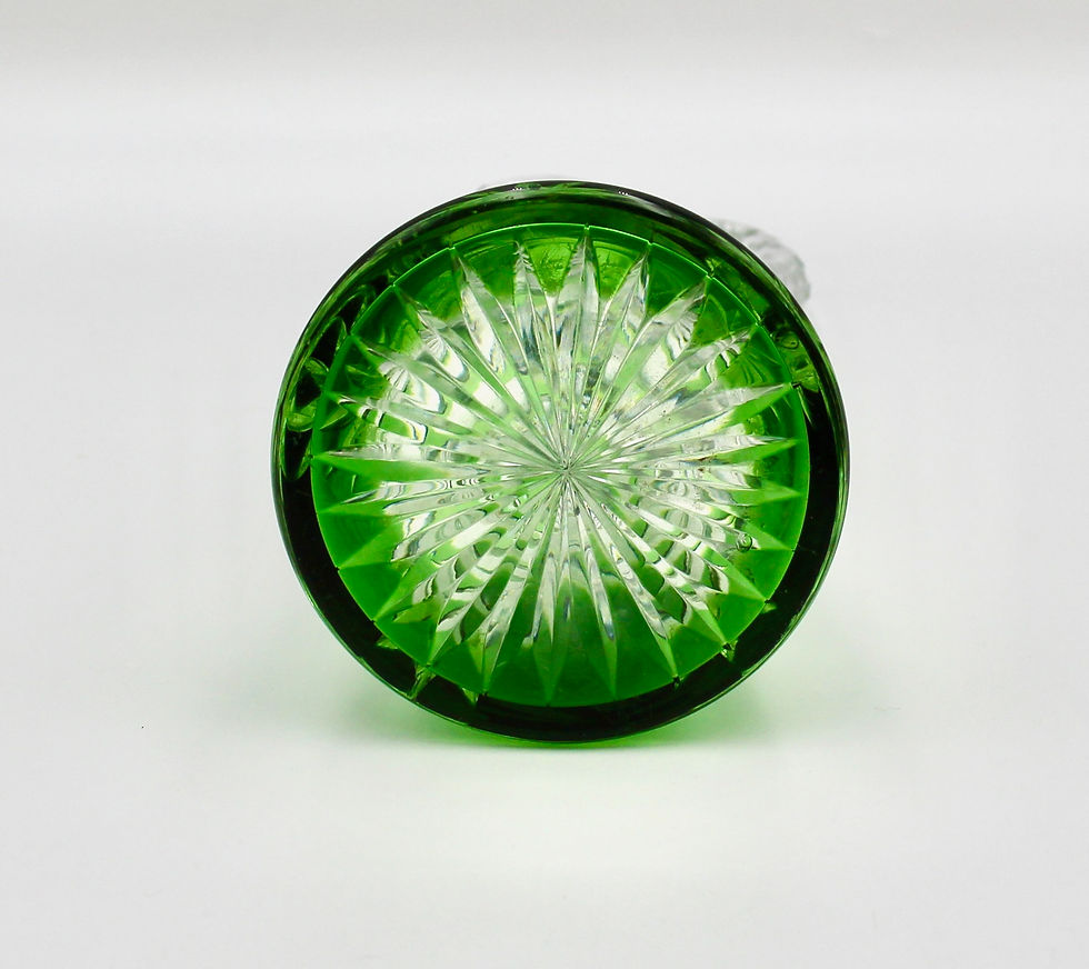 Thumbnail: Small Vintage Cut to Clear Emerald Green Crystal Claret Jug or Liqueur Carafe