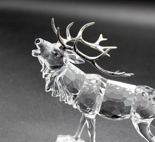 Boxed SWAROVSKI Crystal Stag Deer Figurine with Silvered Antlers