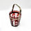 Thumbnail: Vintage Ruby Cut to Clear Glass Ice Bucket with Handle & Tongs