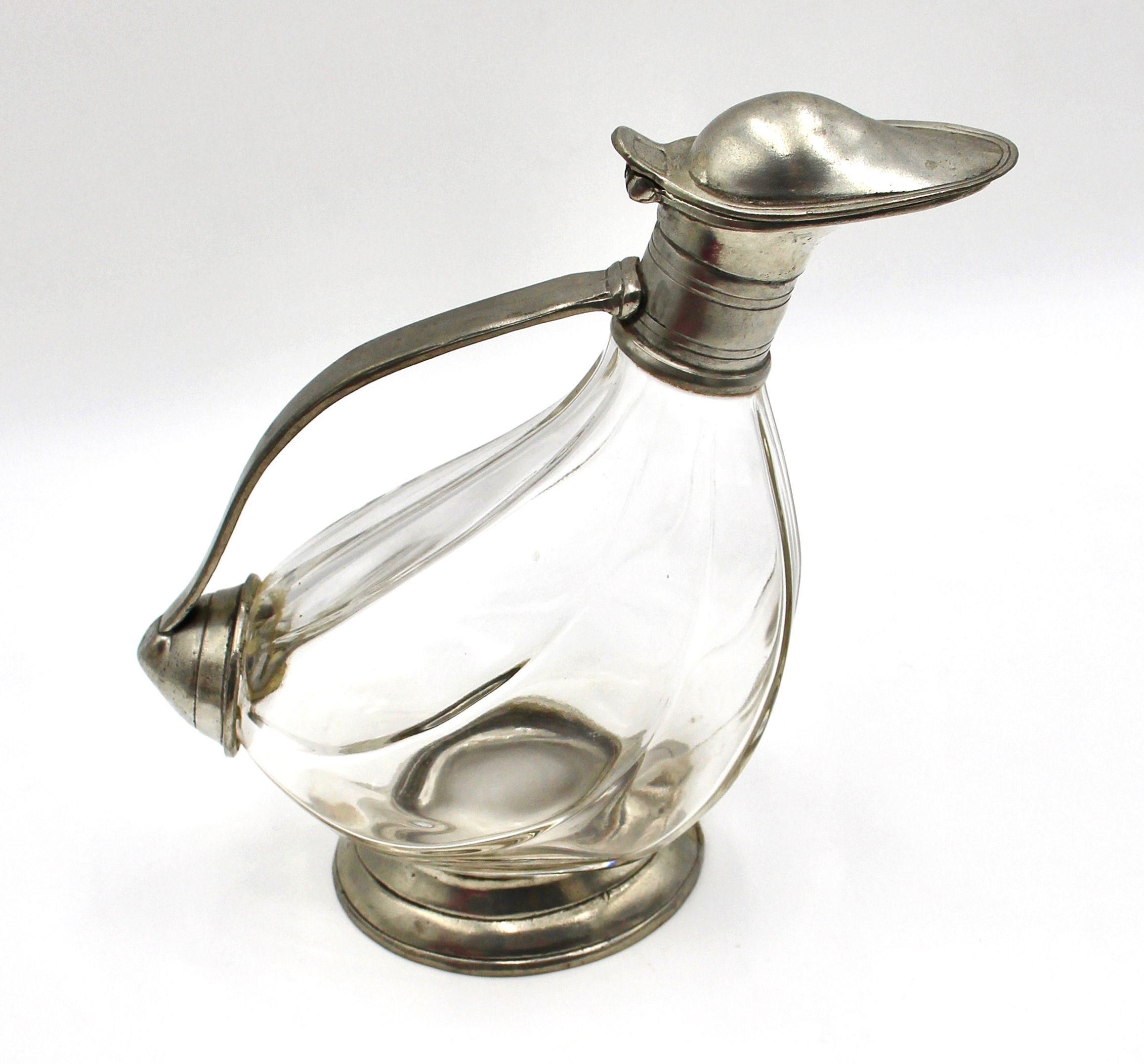 Vintage Italian Pewter & Glass 'Duck' Wine Decanter